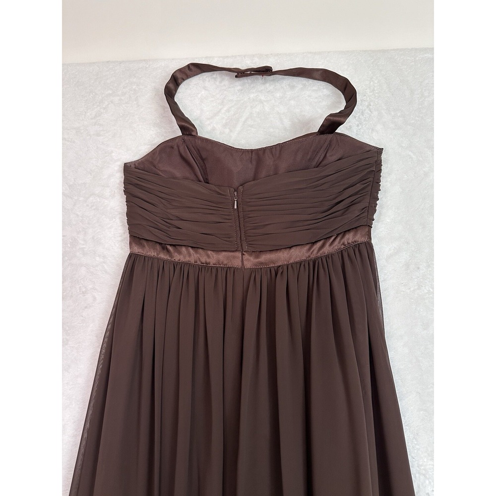 Bari Jay Dress Womans Size 8 Gown  Formal Brown‎ High Waist Halter Flowy EUC - Picture 15 of 16